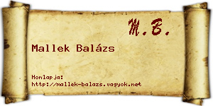Mallek Balázs névjegykártya